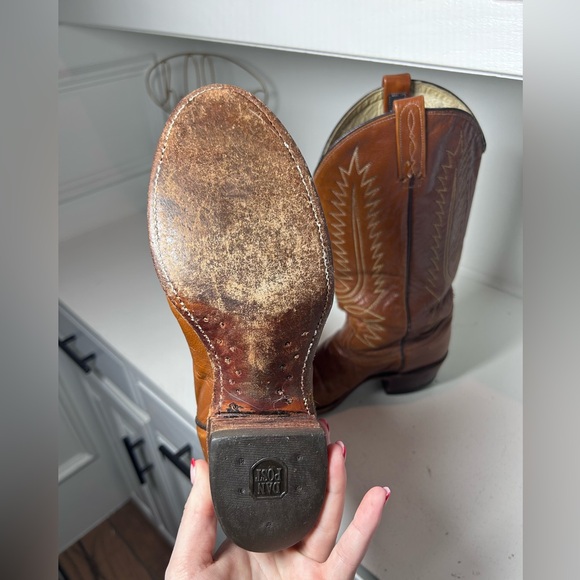 Vintage Dan Post Women’s Western Boot Size 8C Brown Leather Classic Flare Cowboy - Picture 6 of 9